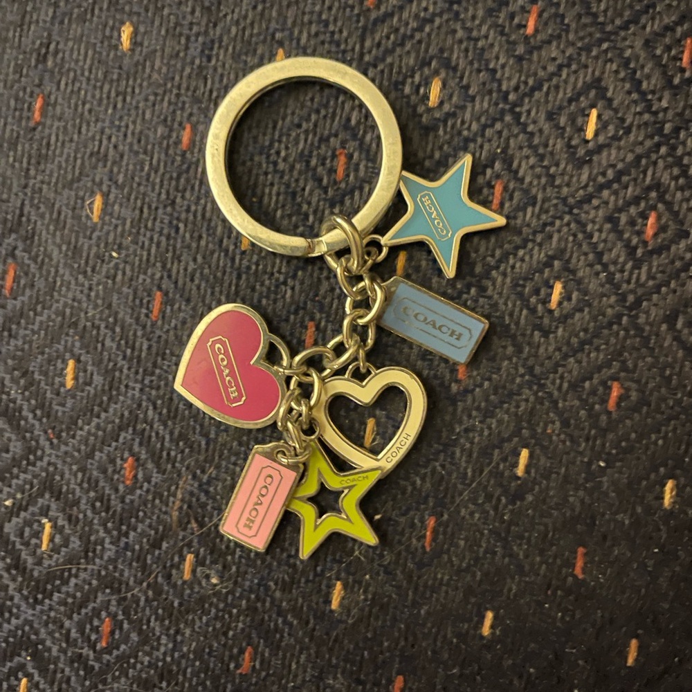 Coach Colorful Charm Keychain with Heart and Star